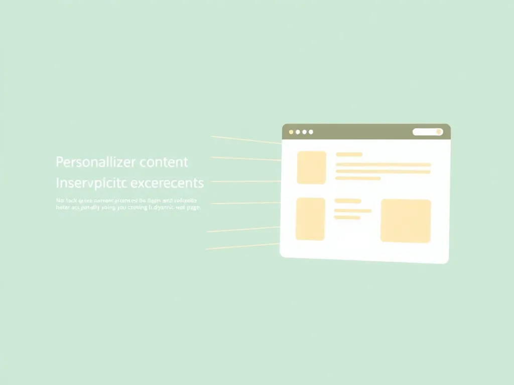 Illustration of personalized user content experience using AI, dynamic web page adjustments shown, elegant design