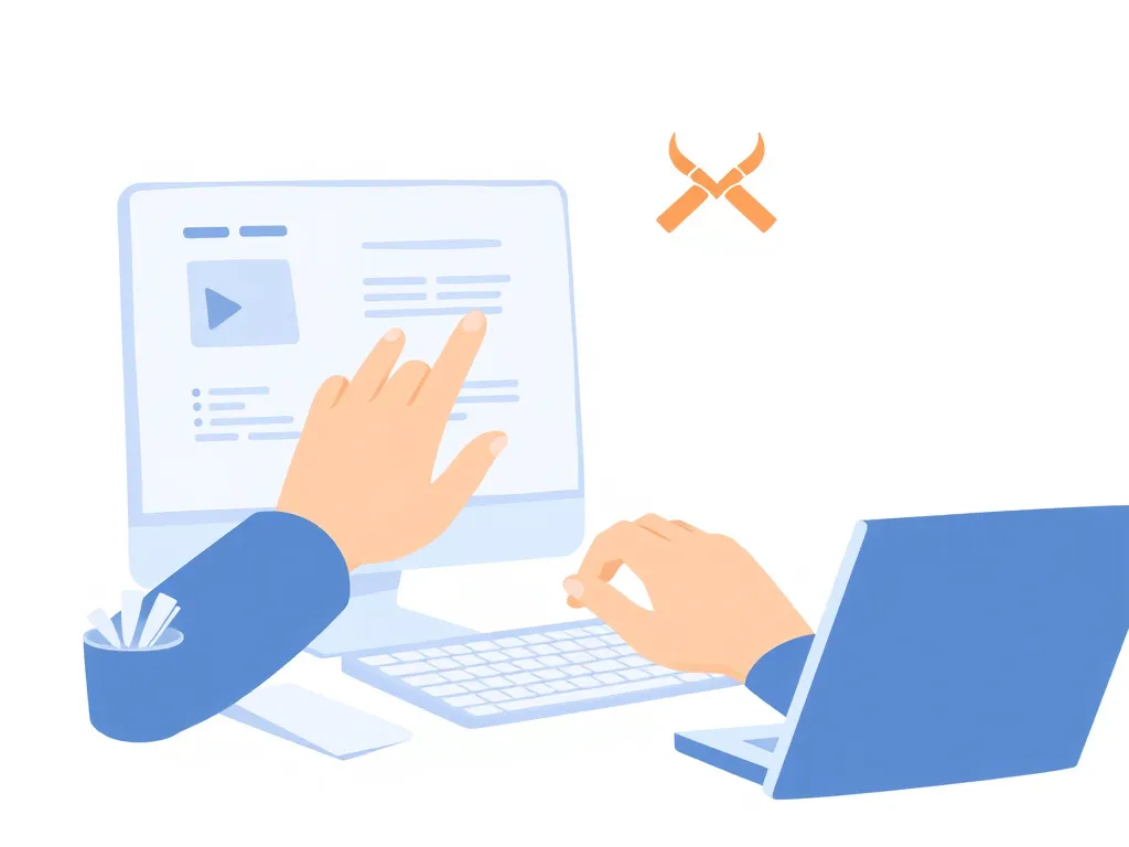 Illustration of user interacting with a website, showcasing responsiveness through smooth interaction, clicks, and typing, modern design, interactive web interface