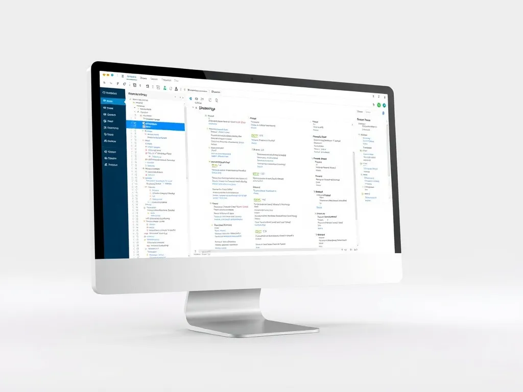 3D digital art of a sitemap visual on a computer screen, demonstrating XML format navigation, clean and minimalistic, technological