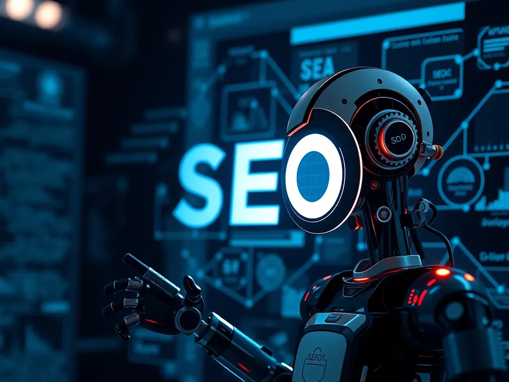 AI agent executing SEO tasks automatically, professional lighting, detailed, advanced technological interface