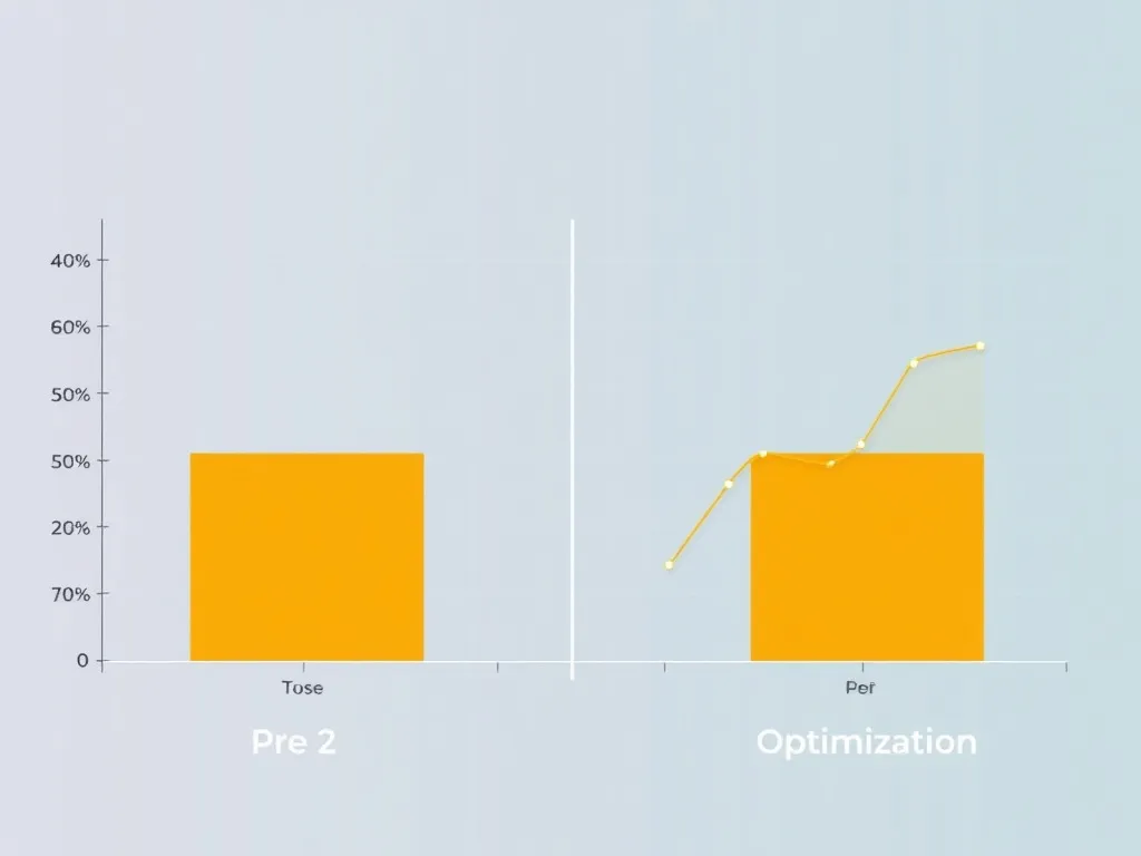 Comparison chart showing pre- and post-optimization results, photorealistic, high-quality, modern business analytics style