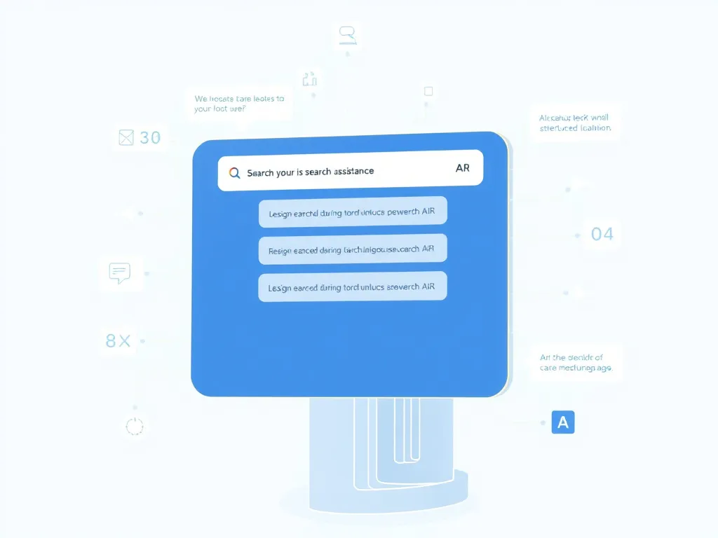 Conceptual art showing a digital assistant interpreting search queries with AI, augmented by structured data, futuristic design, high tech.