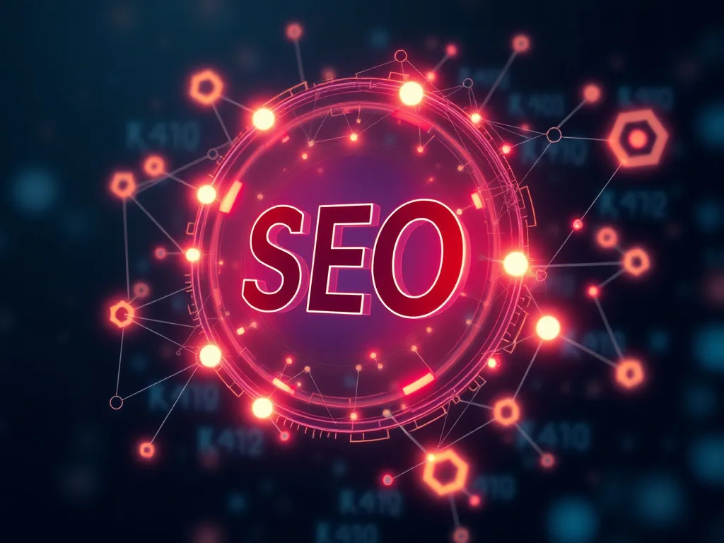 Digital concept illustrating SEO with structured data and schema markup, featuring abstract representations of web connections and algorithmic patterns, photorealistic, high quality