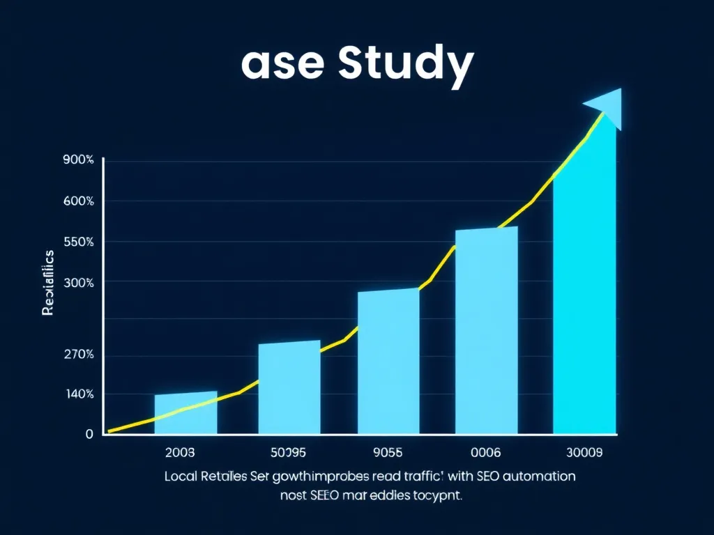 Digital growth graph representing results of a case study where local retailer improves traffic with SEO automation, upward trend, vibrant colors